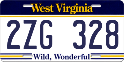 WV license plate 2ZG328