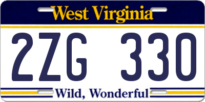 WV license plate 2ZG330