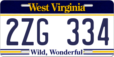 WV license plate 2ZG334