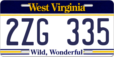 WV license plate 2ZG335