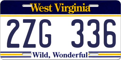 WV license plate 2ZG336