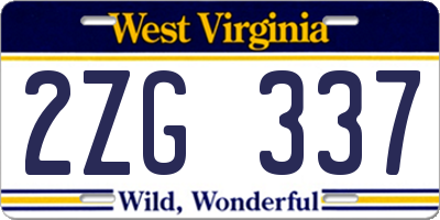 WV license plate 2ZG337