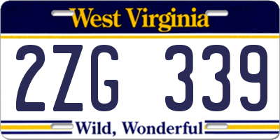 WV license plate 2ZG339
