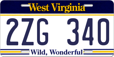 WV license plate 2ZG340