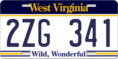 WV license plate 2ZG341