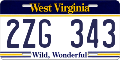 WV license plate 2ZG343