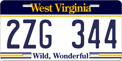 WV license plate 2ZG344