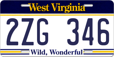 WV license plate 2ZG346