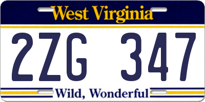 WV license plate 2ZG347