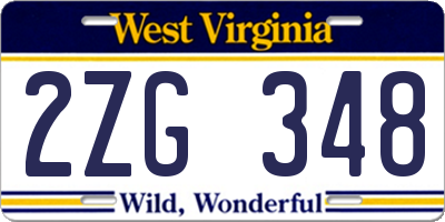 WV license plate 2ZG348