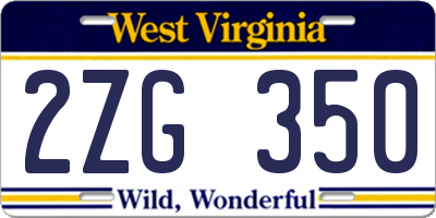 WV license plate 2ZG350