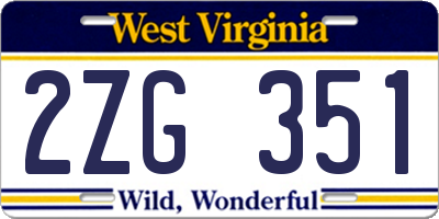 WV license plate 2ZG351