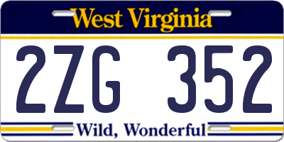 WV license plate 2ZG352