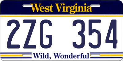 WV license plate 2ZG354