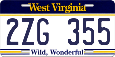 WV license plate 2ZG355