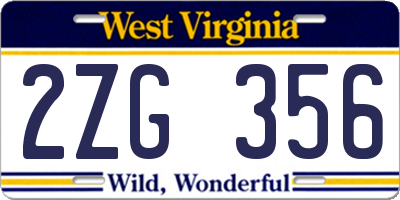 WV license plate 2ZG356