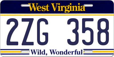 WV license plate 2ZG358
