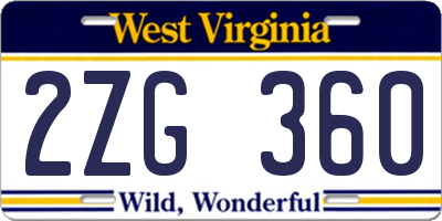 WV license plate 2ZG360
