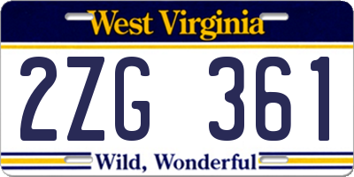 WV license plate 2ZG361