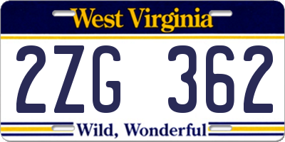 WV license plate 2ZG362