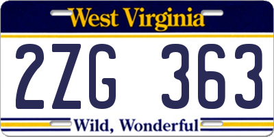 WV license plate 2ZG363