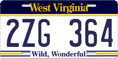 WV license plate 2ZG364