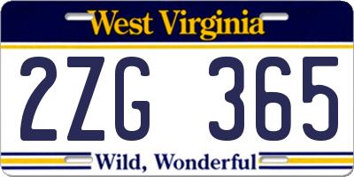 WV license plate 2ZG365