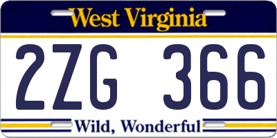WV license plate 2ZG366