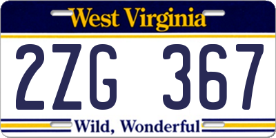 WV license plate 2ZG367