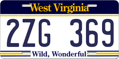 WV license plate 2ZG369
