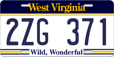 WV license plate 2ZG371