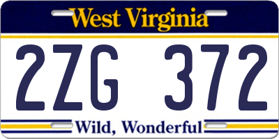 WV license plate 2ZG372
