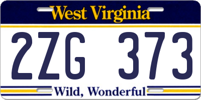 WV license plate 2ZG373