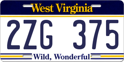 WV license plate 2ZG375
