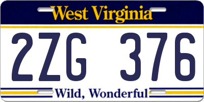 WV license plate 2ZG376