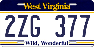 WV license plate 2ZG377