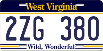 WV license plate 2ZG380