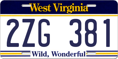 WV license plate 2ZG381