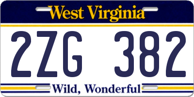 WV license plate 2ZG382