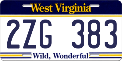 WV license plate 2ZG383