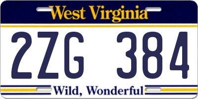 WV license plate 2ZG384