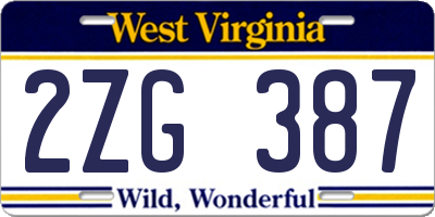WV license plate 2ZG387