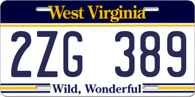 WV license plate 2ZG389