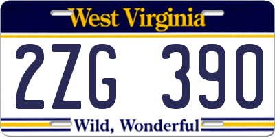 WV license plate 2ZG390
