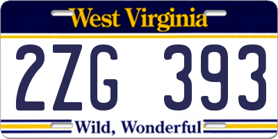 WV license plate 2ZG393