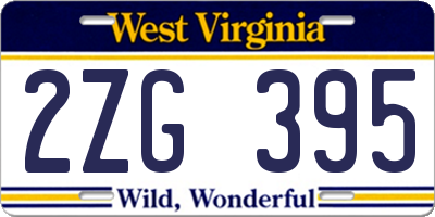WV license plate 2ZG395