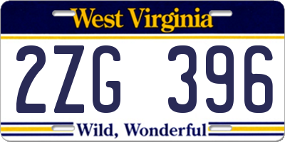 WV license plate 2ZG396
