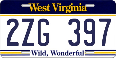 WV license plate 2ZG397