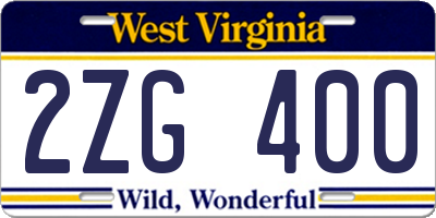 WV license plate 2ZG400