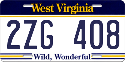 WV license plate 2ZG408